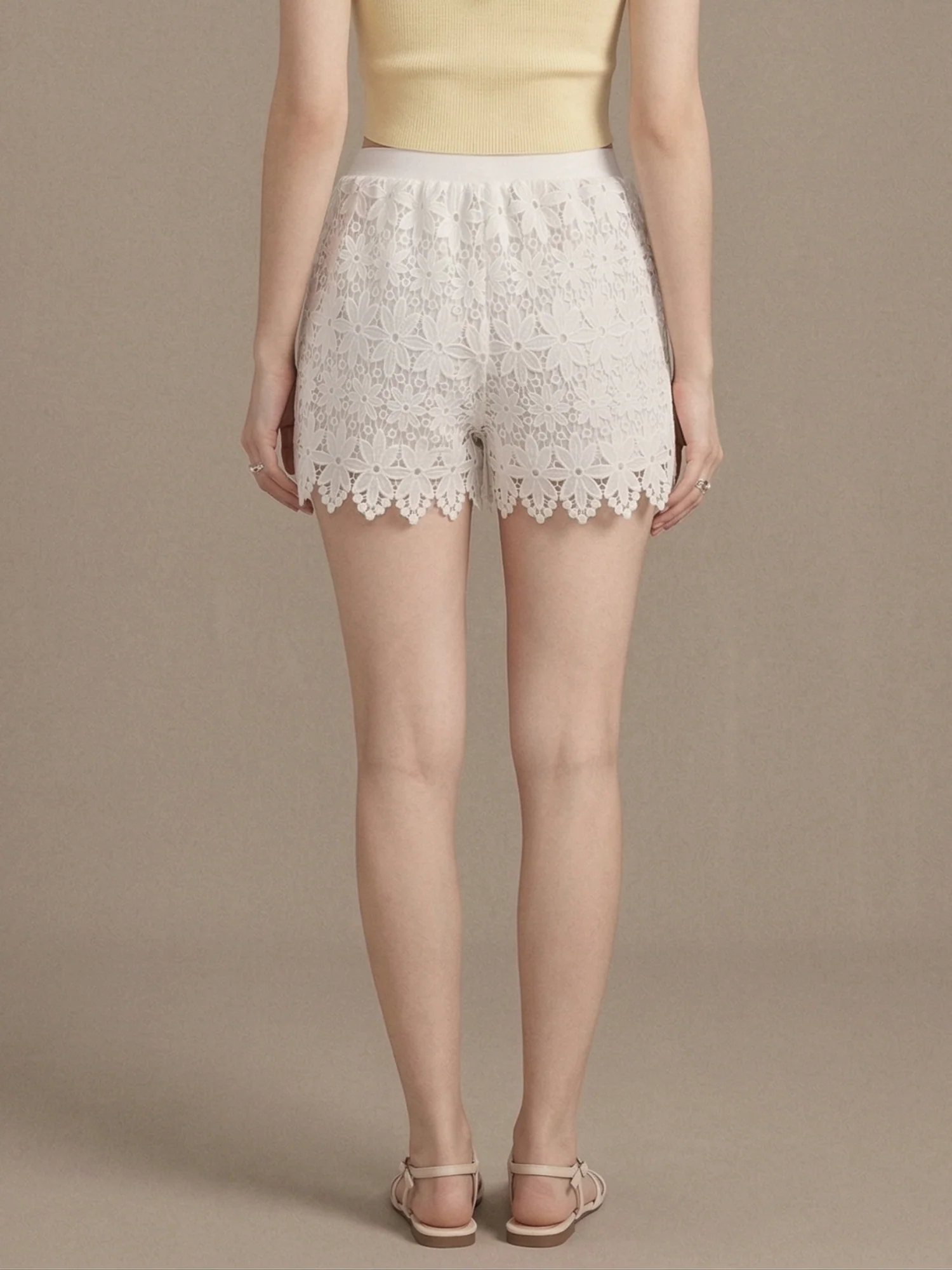 White High Waist Lace Shorts - Image 4