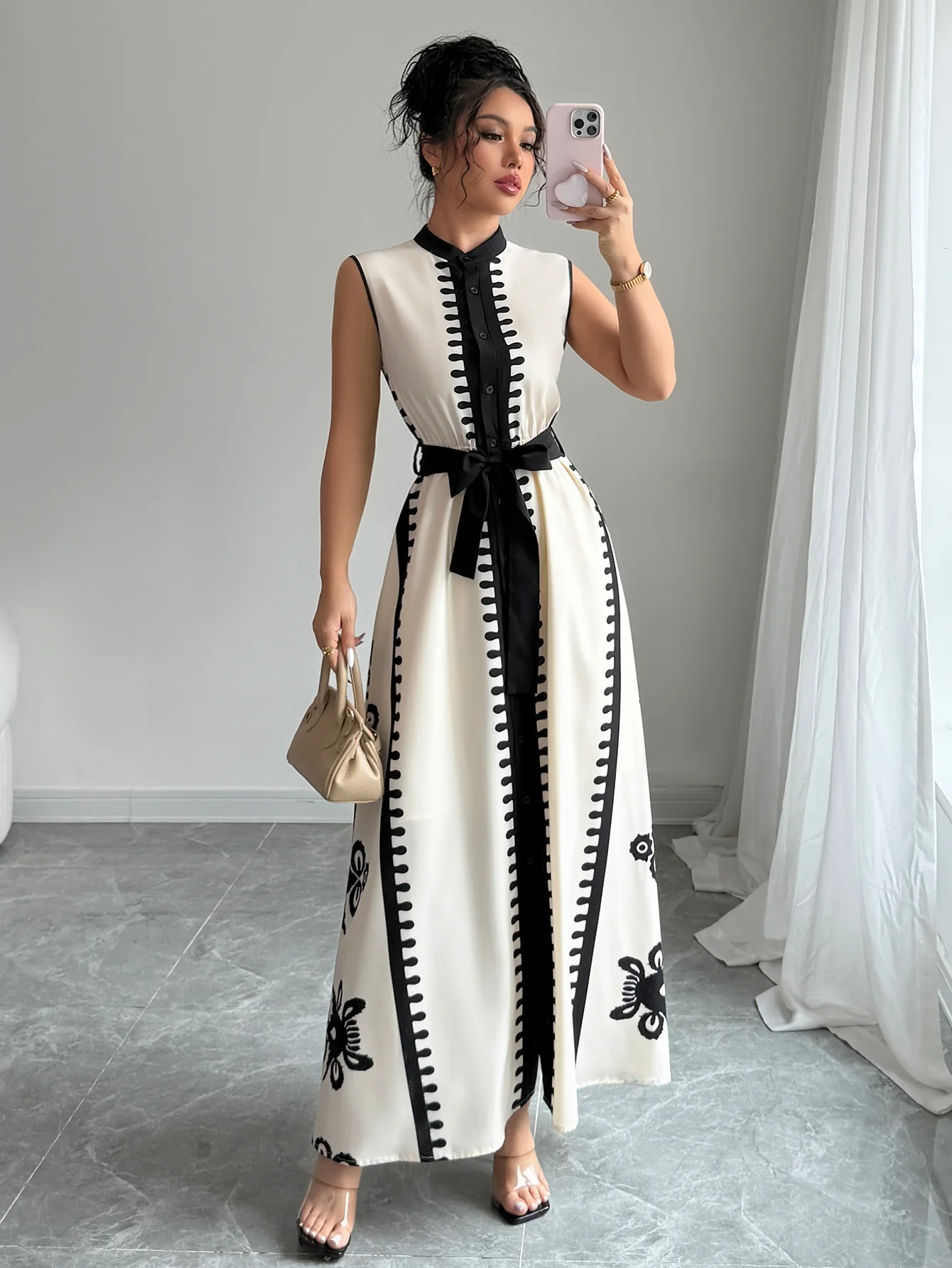 White Monochrome High Neck Maxi - Image 4