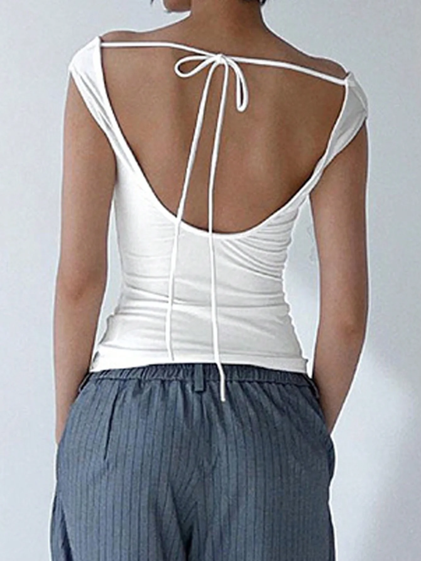 White Off-Shoulder Knitted Top - Image 2