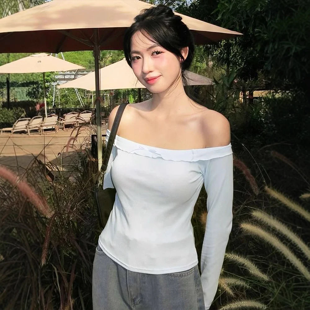 White Off-Shoulder Solid Top - Image 2