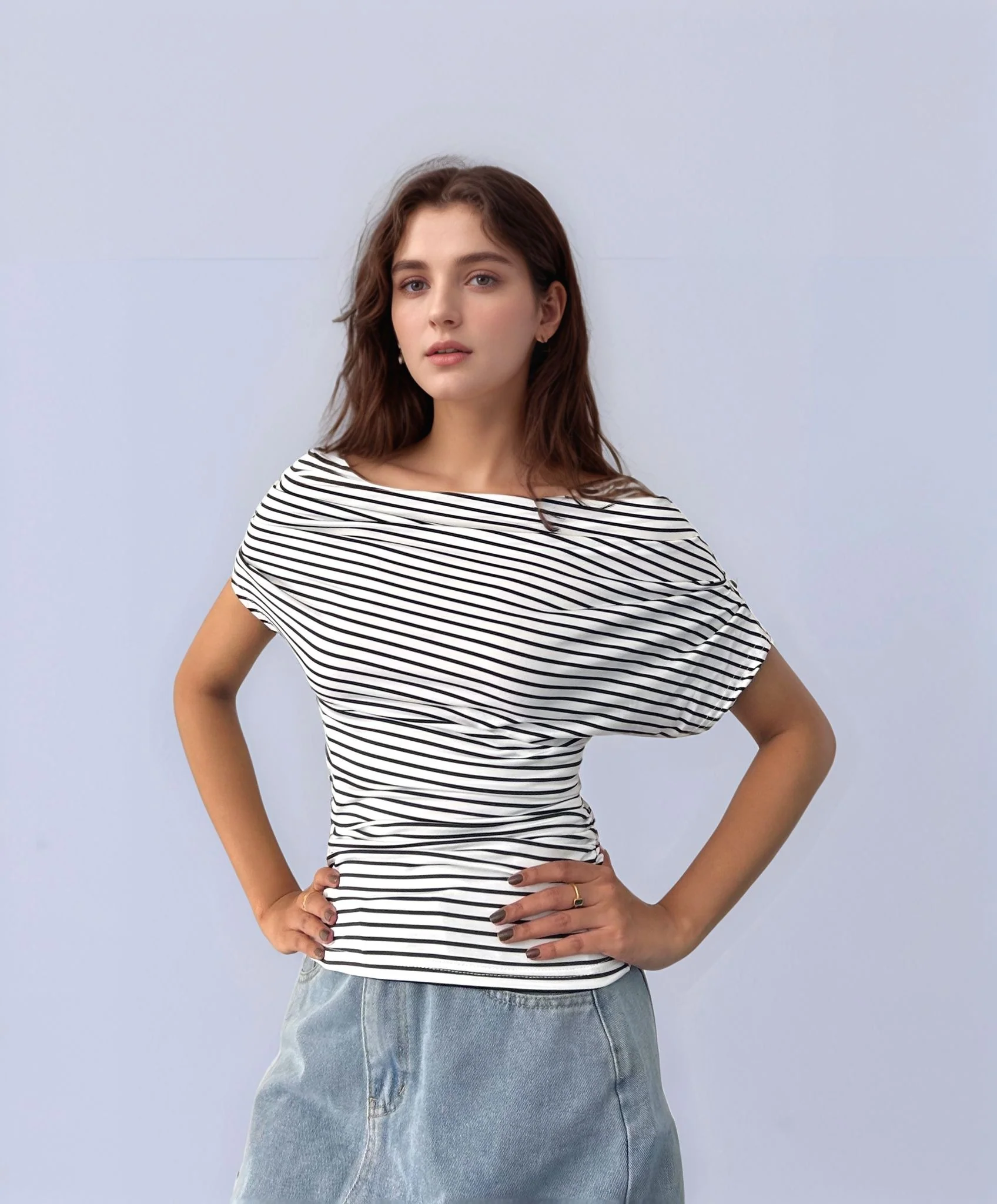 White Stripes Fitted Top - Image 3
