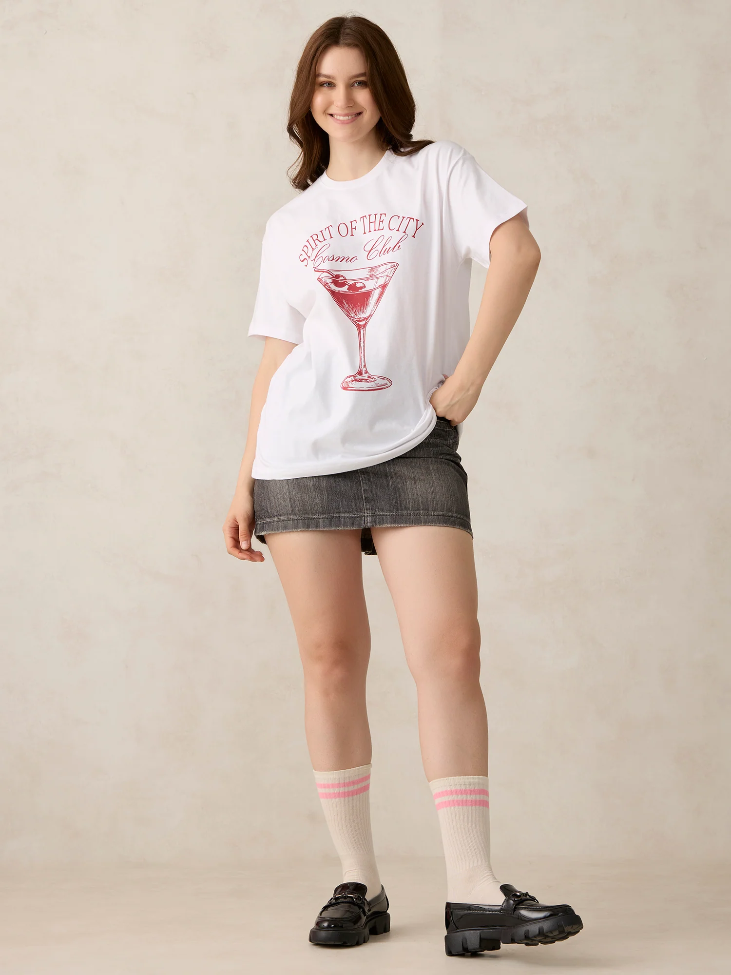 White Oversized T-Shirt with Graphic Print - Image 6