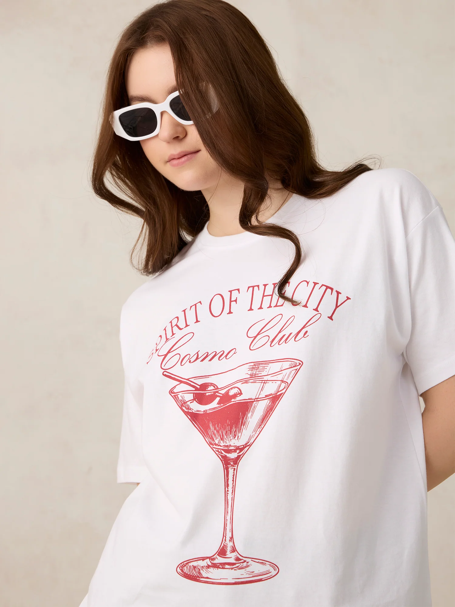 White Oversized T-Shirt with Graphic Print - Image 7