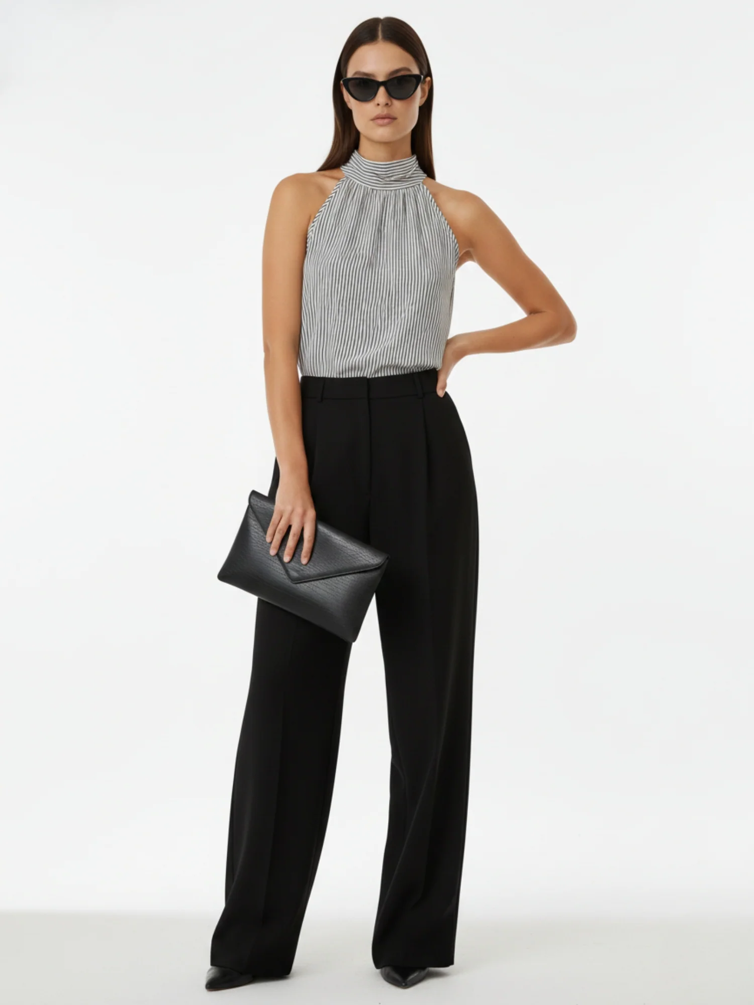 White Stripe Halter Neck Top - Image 3