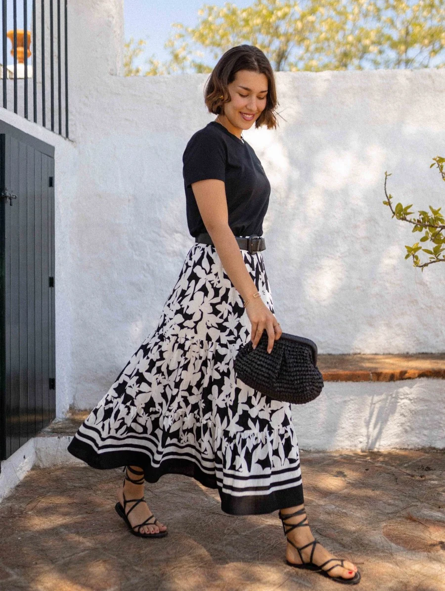 White Printed Flowy Skirt - Image 2