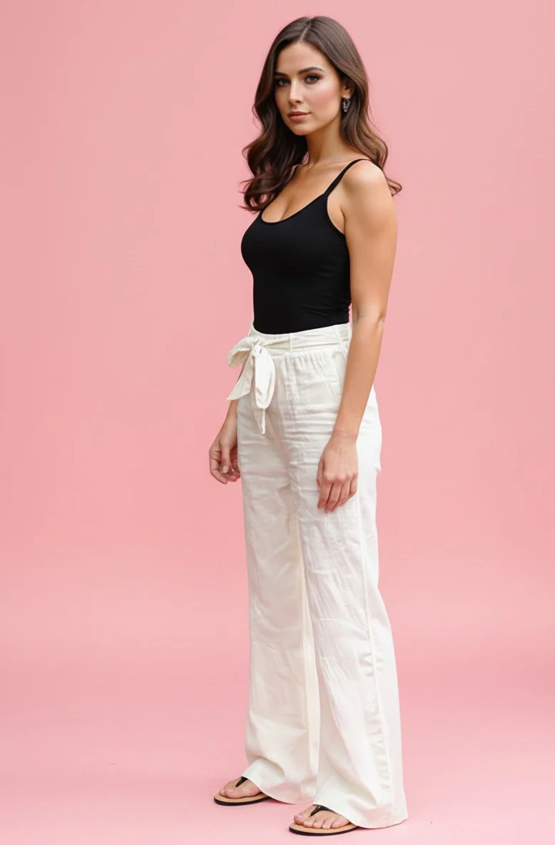 White Regular Fit Pants - Image 4