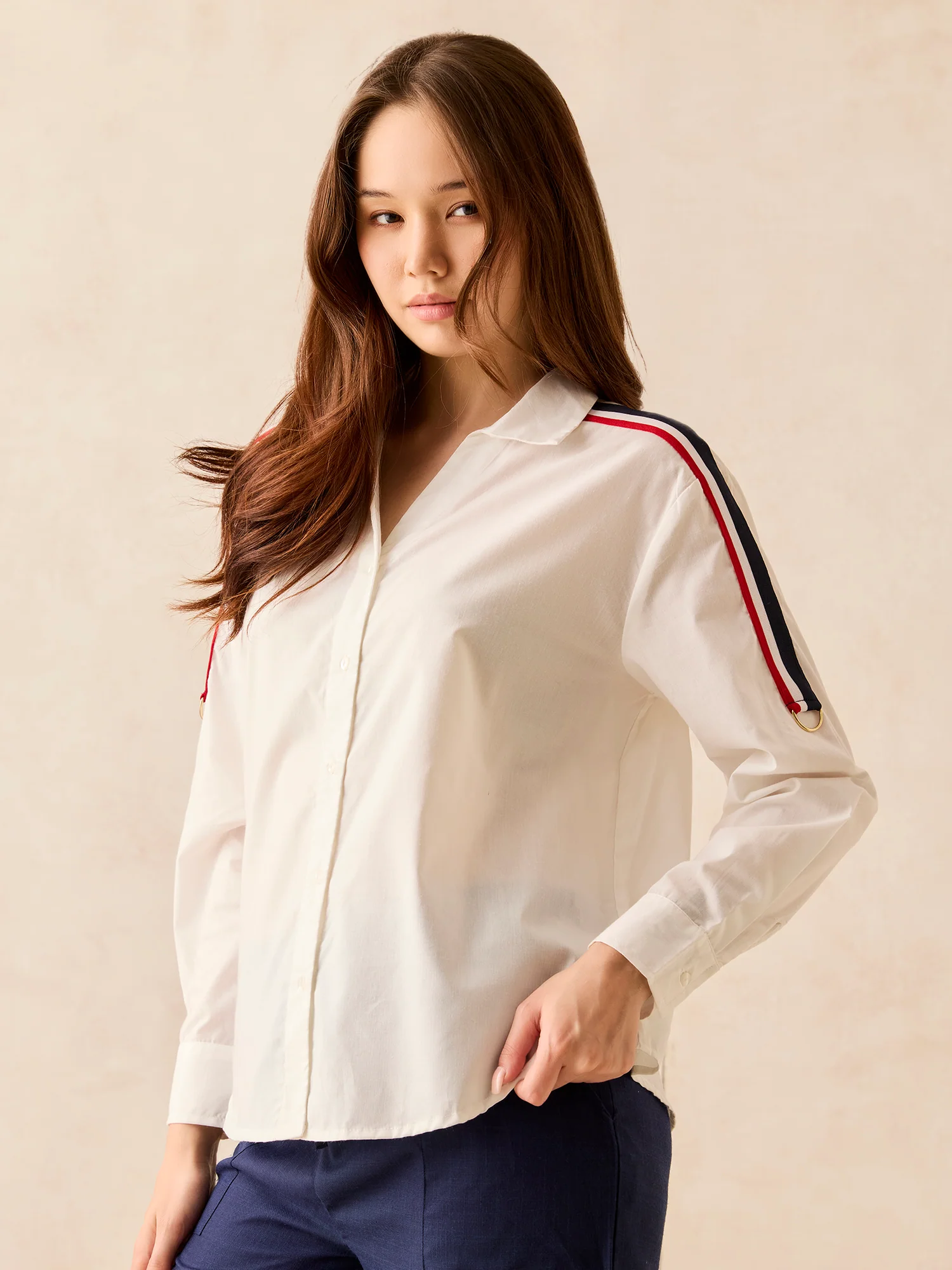 White Regular Full Sleeve Shirt - Image 3