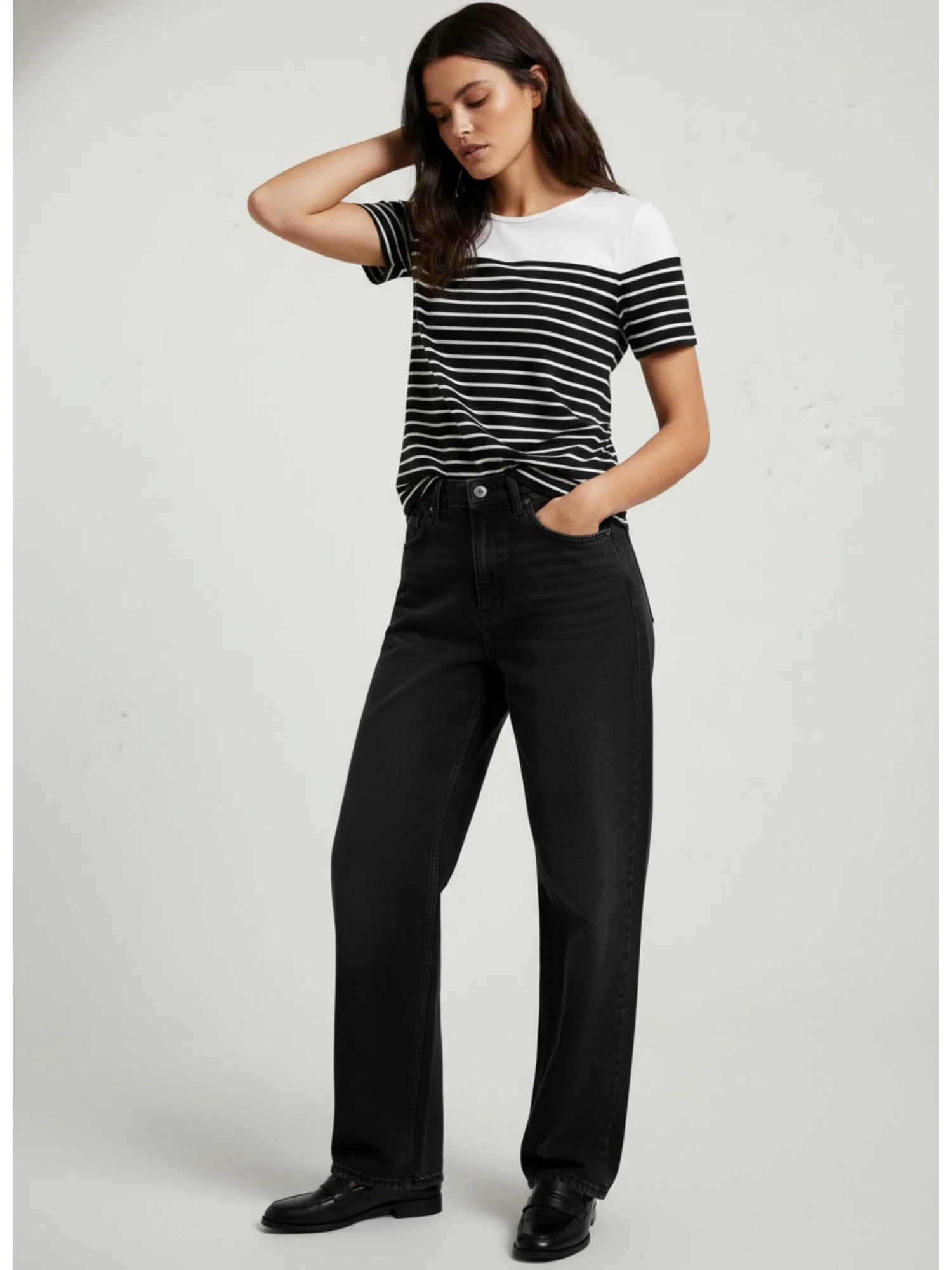 White Short Sleeve Striped Back Bow Top - Image 2