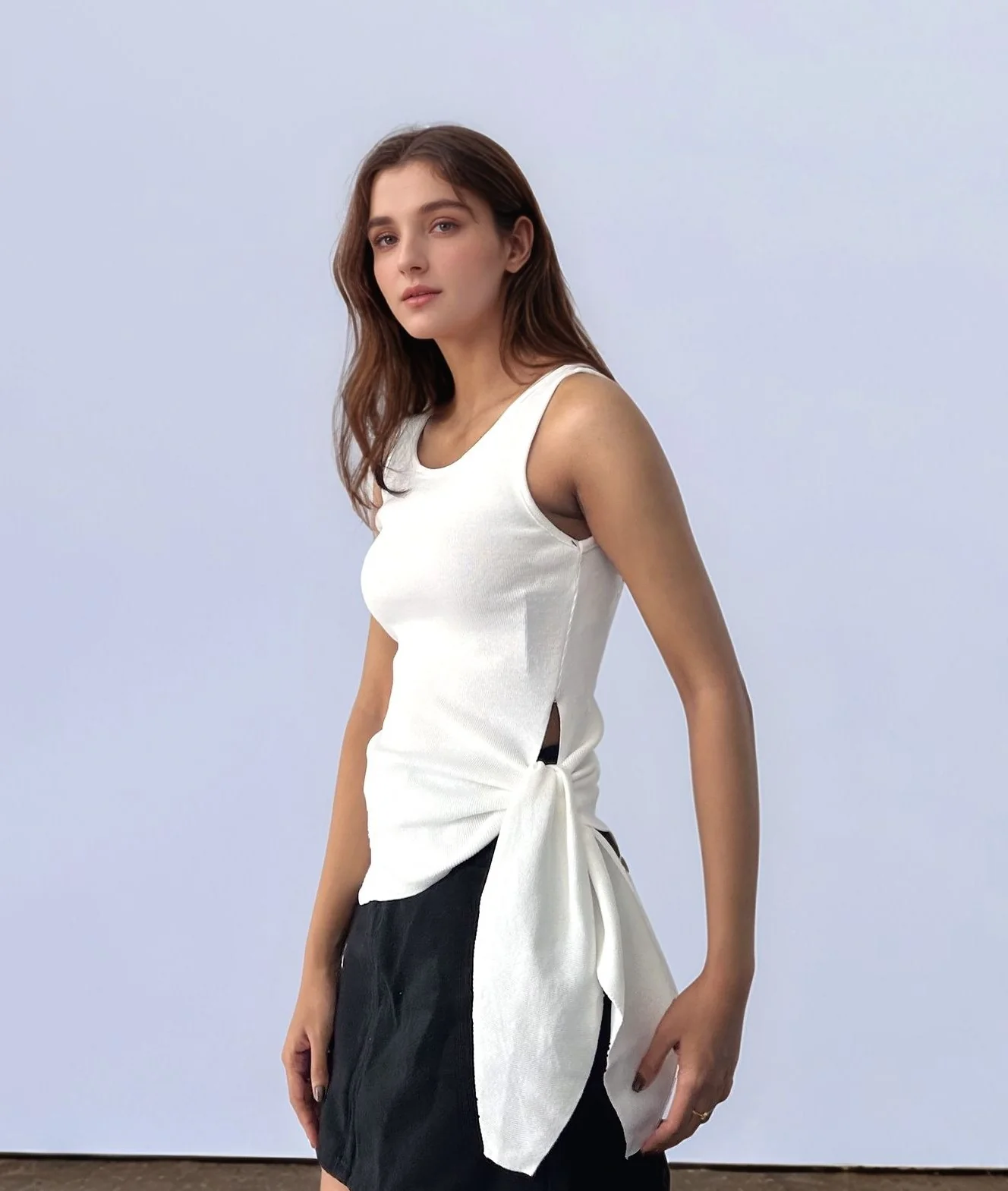 White Sleeveless Wrap Top - Image 3