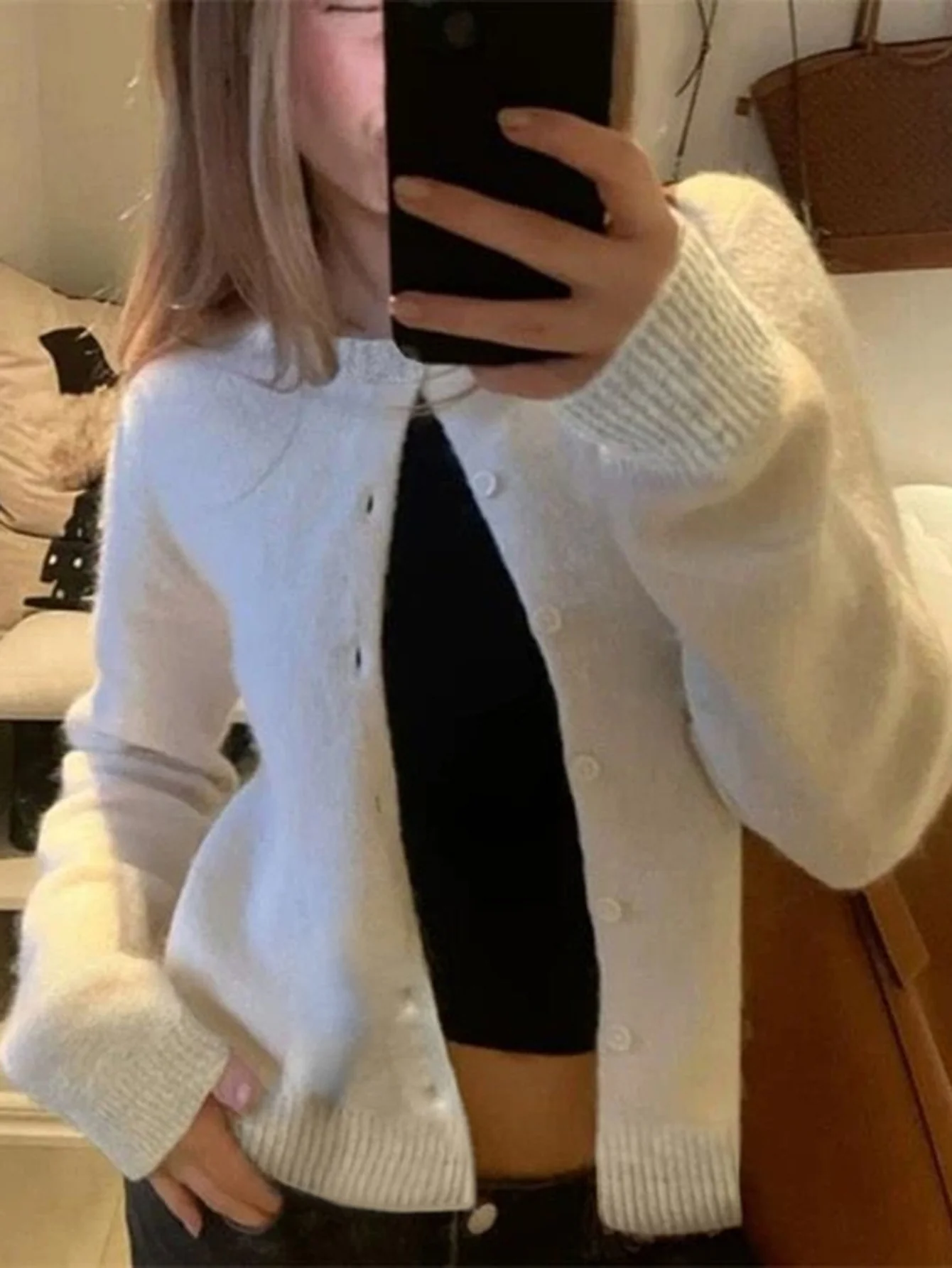 White Solid Full Sleeved Casual Pull Over - Image 2