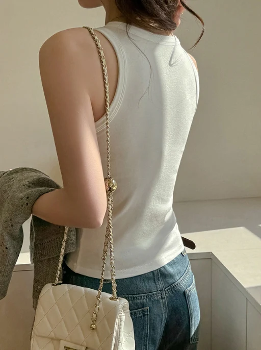 White Solid Tank Top - Image 2