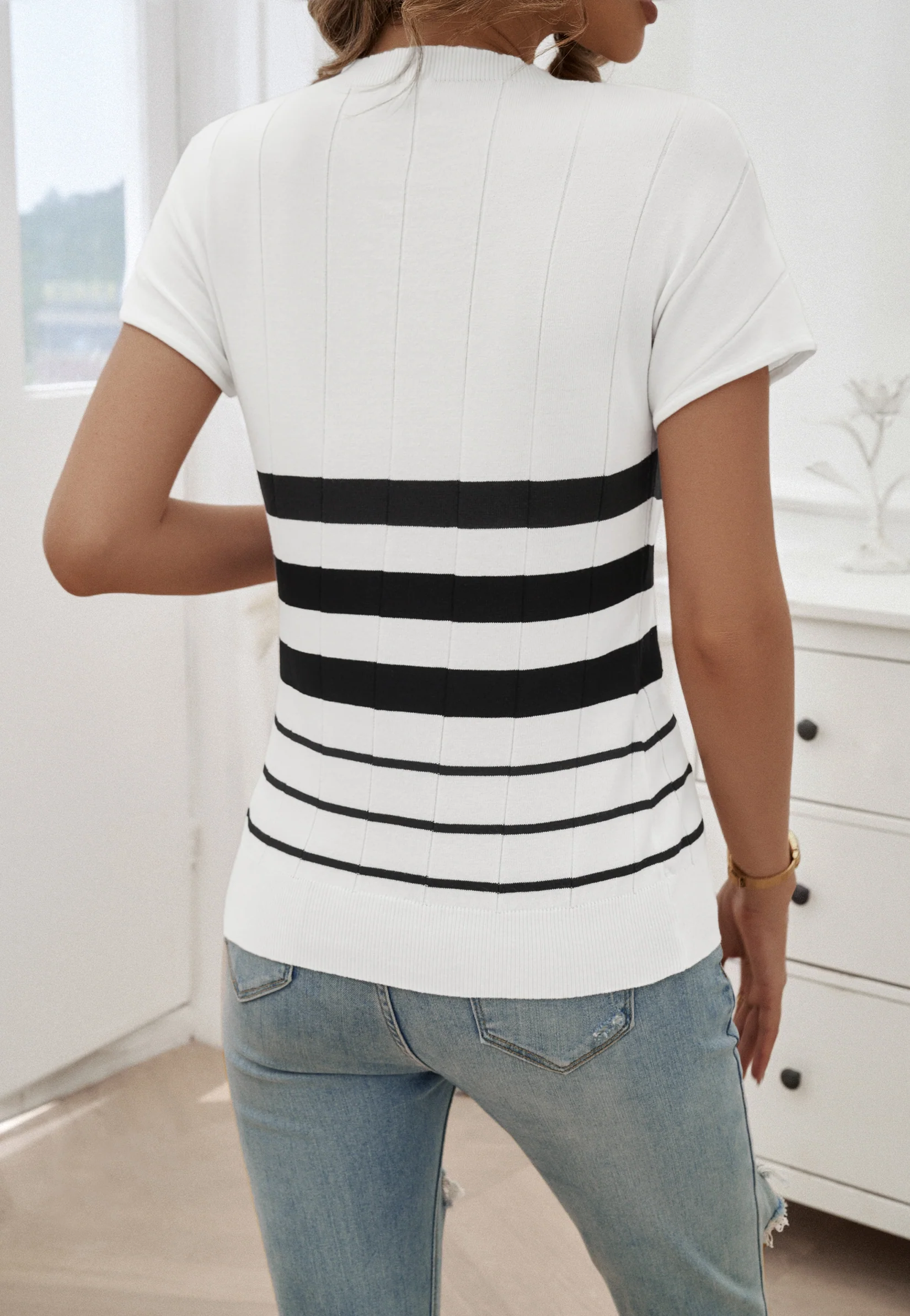 White & Black Striped Top - Image 3