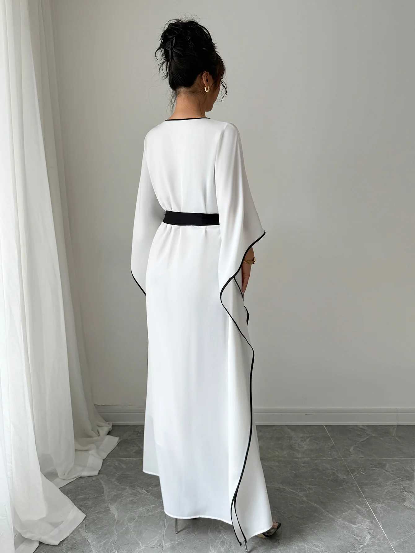 White V-Neck Kaftan Dress - Image 2