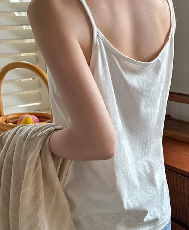 White Scoop Neck Relaxed Fit Camisole - Image 2