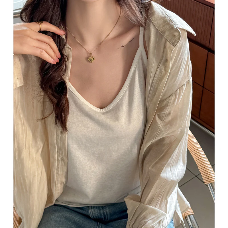 White Scoop Neck Relaxed Fit Camisole - Image 3