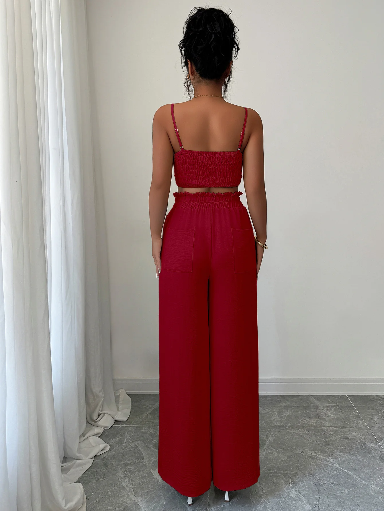 Wine Cami Top And Pants Co-Ord Set - Image 2