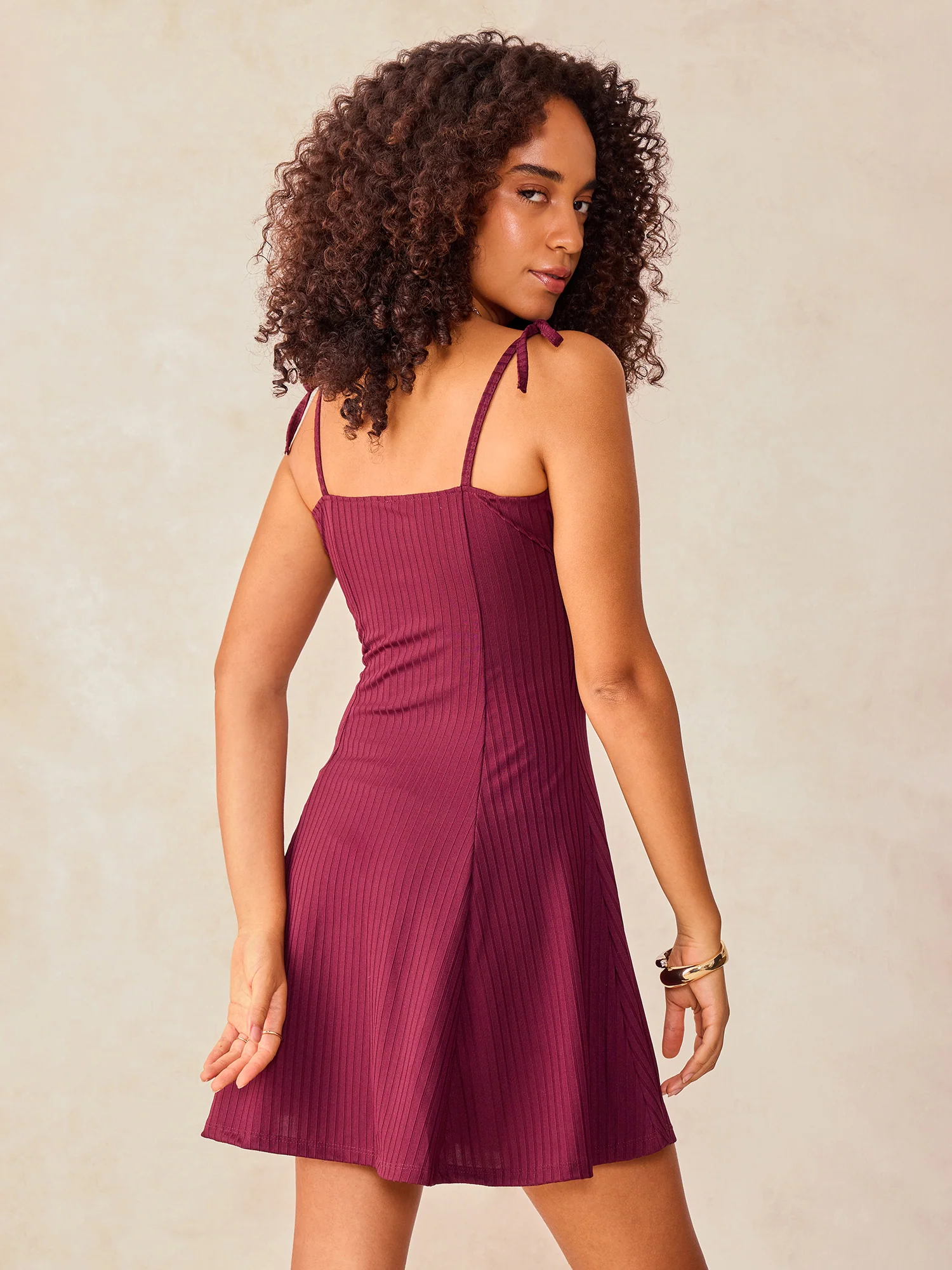 Wine Corset Tie Up Dress - Image 5