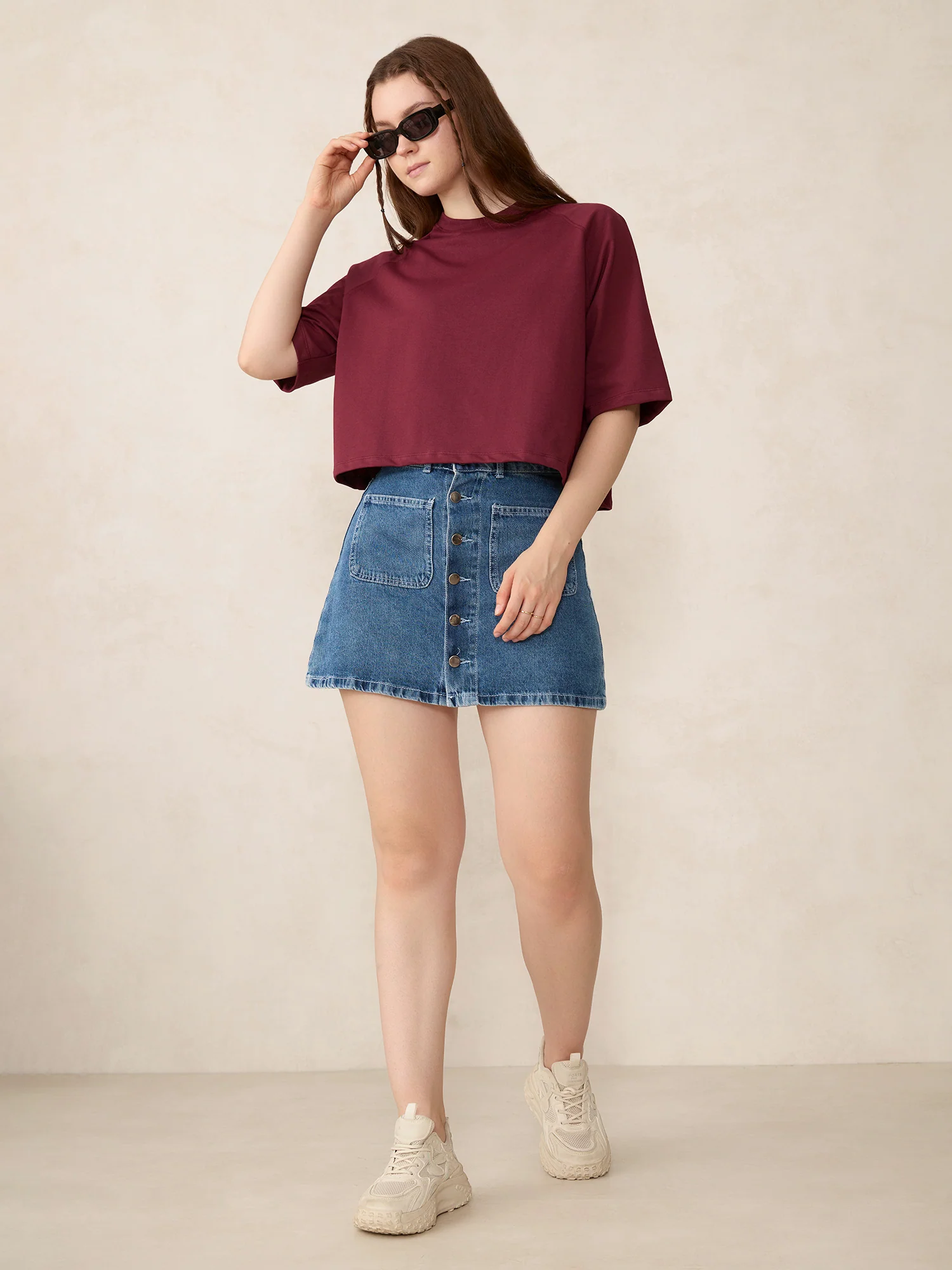 Wine Oversized Solid Sweatshirt - Image 5