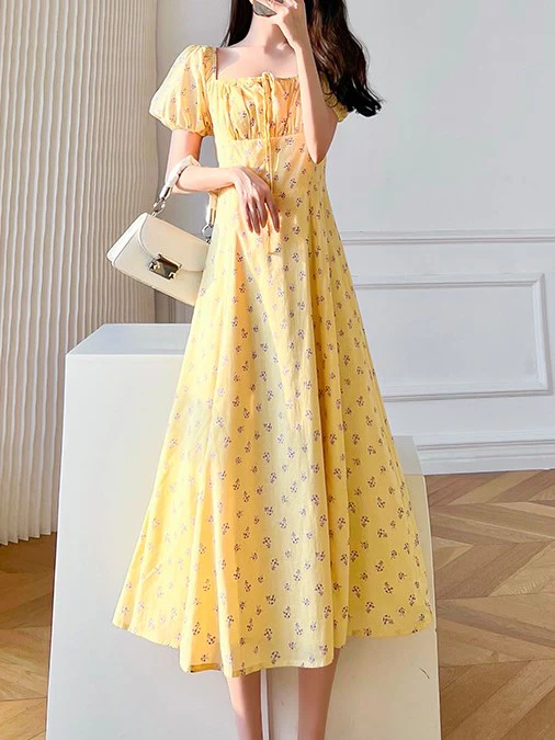 Yellow Aline Midi Dress - Image 2