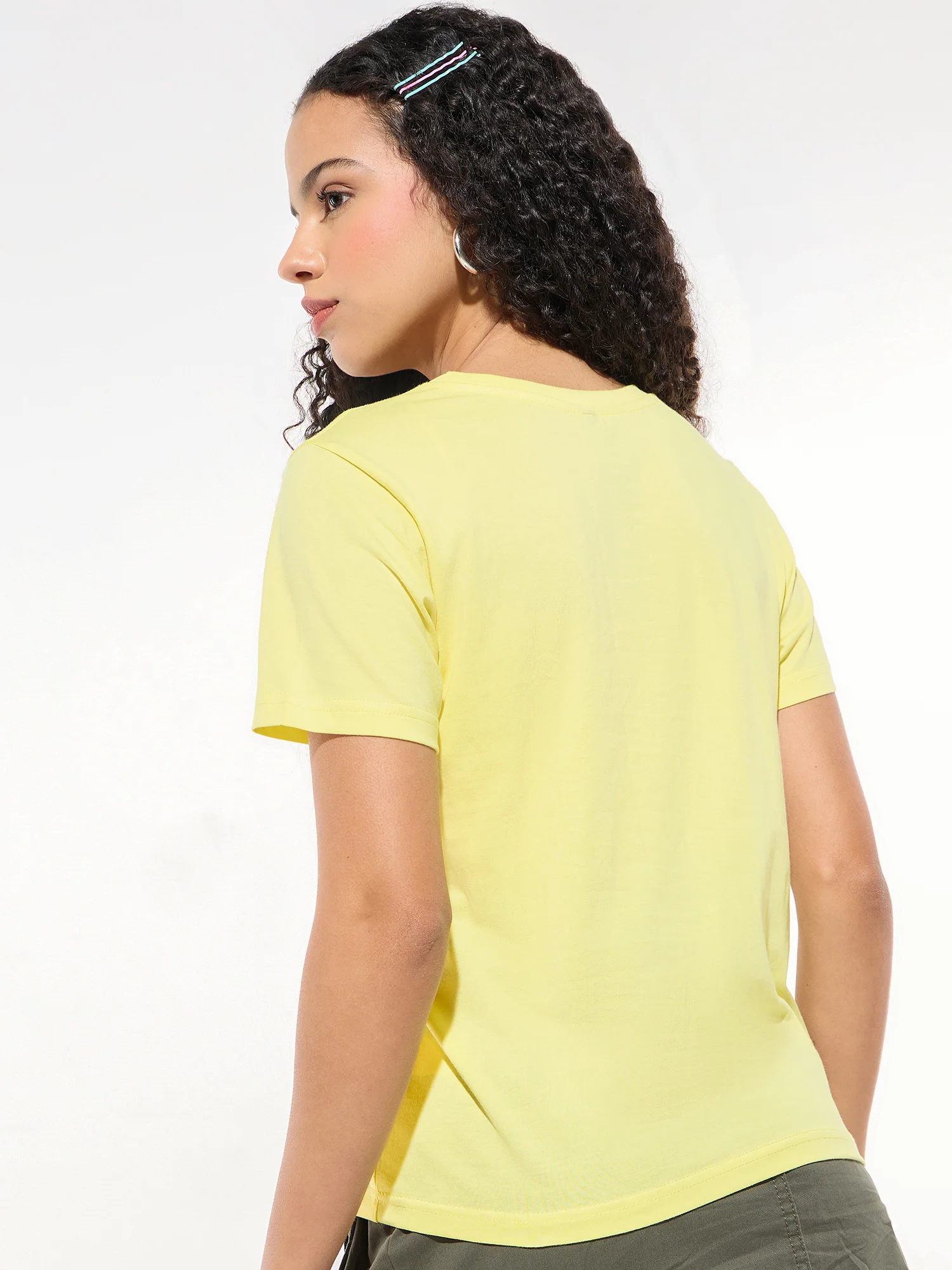 Yellow Crew Neck Graphic Tshirt - Image 5