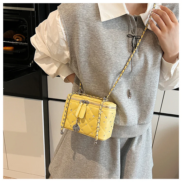 Yellow Mini Squarebox Handbag - Image 6