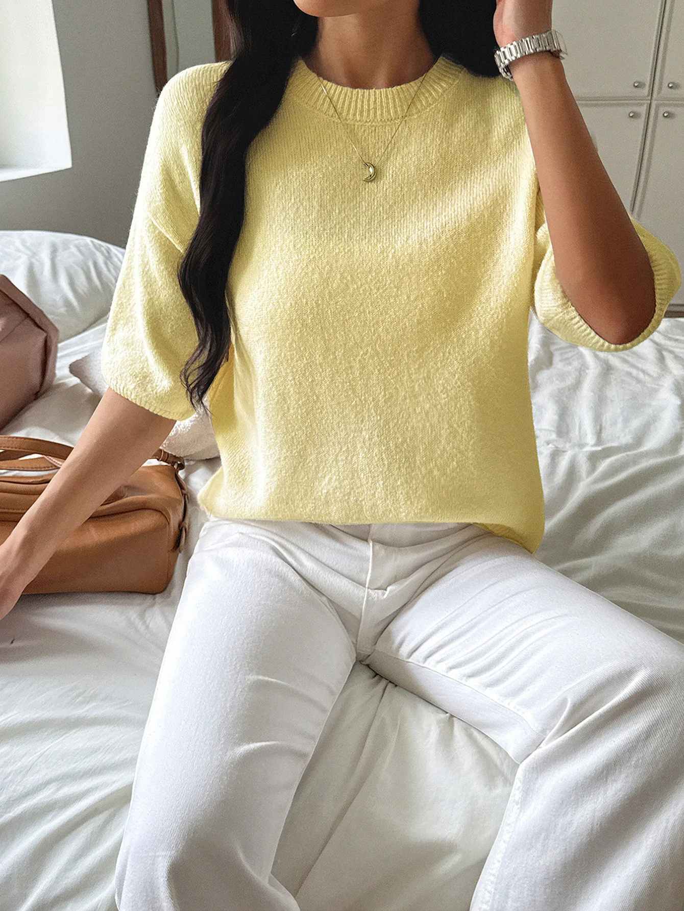 Yellow Solid Casual Pull Over - Image 3