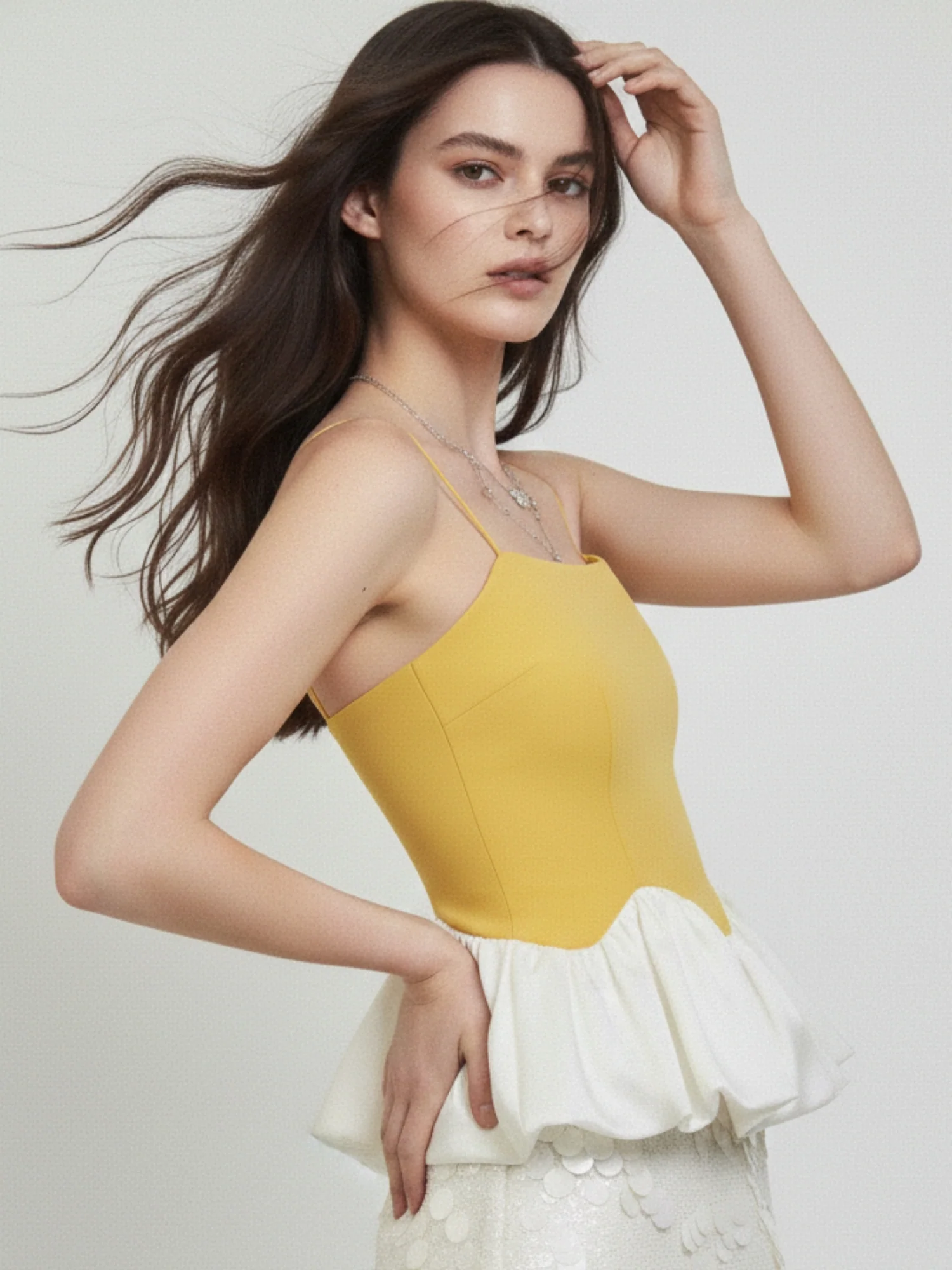 Yellow Tank Top With Bubble Hem - Image 2