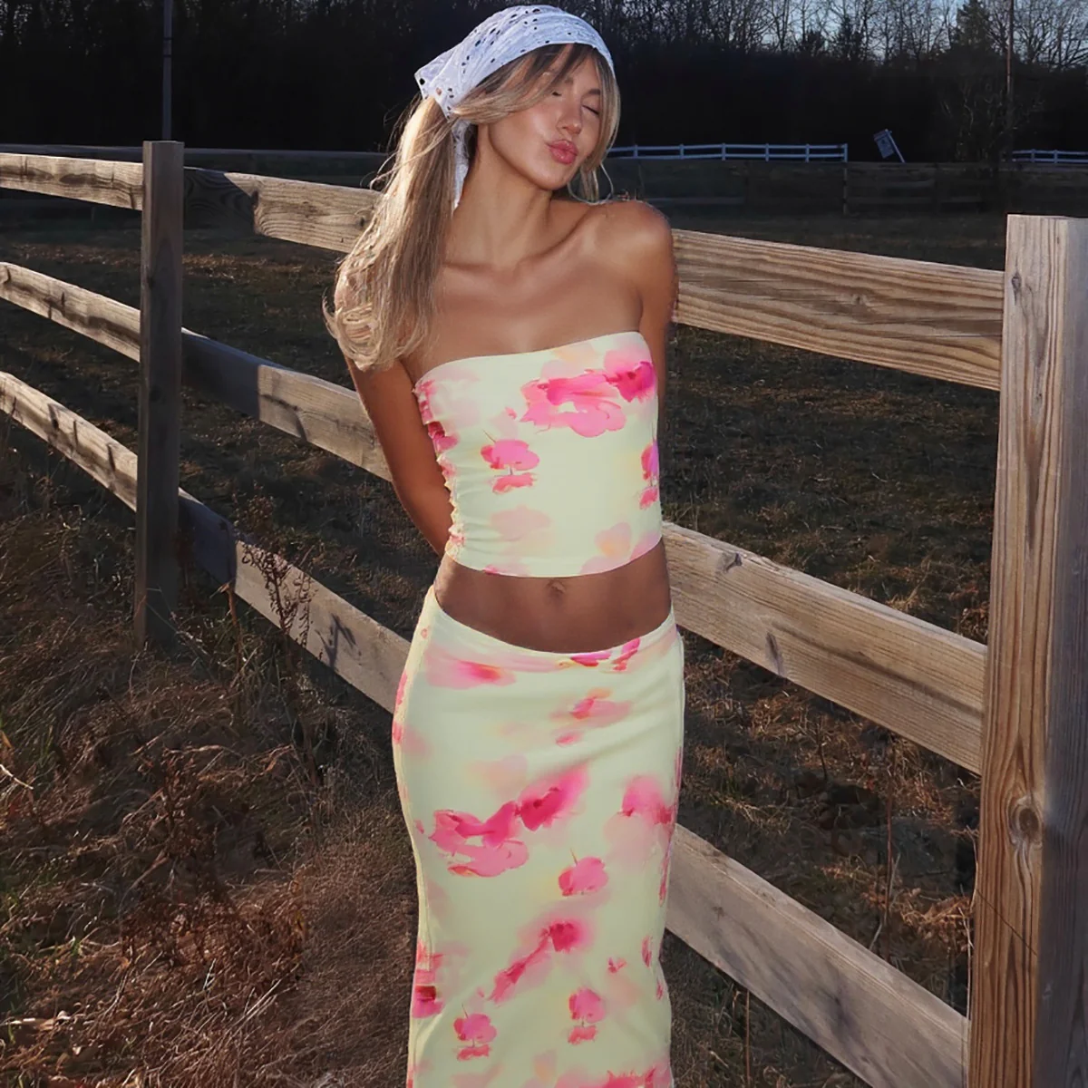 Yellow Tube Top With Skirt Co-Ord Set - Image 3